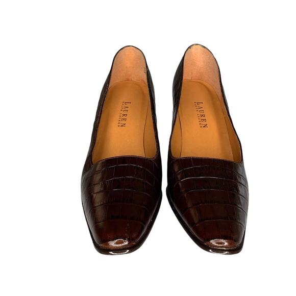 Lauren Ralph Lauren NWOB Cocodrile Women High Heels Brown Sz 10 B Made … - Picture 3 of 12